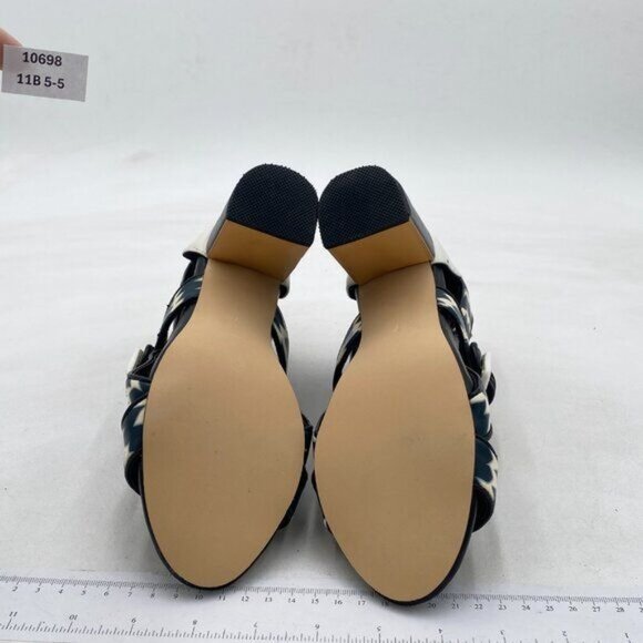 YDN Navy Sexy Ankle Strap Sandals Almond Open Toe Chunky High Heels Buckle Shoes - Picture 6 of 7